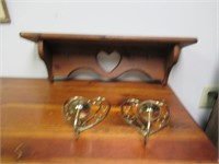 2 Heart Sconces and Shelf