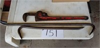 crow bars & large pipe wrench