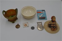 Box Lot - Coins, Glass & Pottery