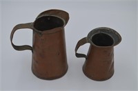 Pair of Early Copper Pitchers