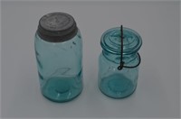 Lot of 2 Blue Canning Jars