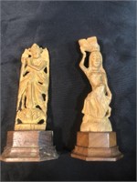 Two Hand Carved Wooden Figurines