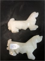 Two Hand Carved Stone Dogs