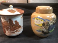 Two Small Asian-Inspired Decorative Jars