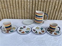 Decorative plate set with water pitcher w/cups