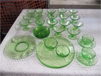 30 Piece Green Depression Glass
