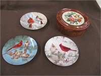 3 Cardinal Decorator Plates with Tin