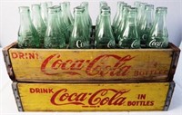 Two Wooden Coca Cola Pop Crates & Bottles