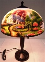 Thomas Kinkade Reverse Painted Table Lamp