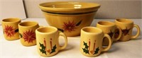 1998 Alpine Pottery Watt Punch Bowl & Mugs