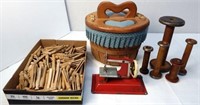 Clothes Pins, Buttons, Toy Sewing Machine, & More