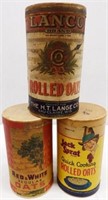3 Vintage Cardboard Rolled Oats Containers