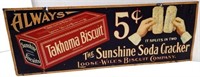 Antique Takhoma Biscuit Tin Embossed Sign