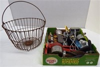 Wire Egg Basket & Kitchen Utensils