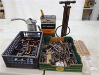 Antique Tools, Tire Pump, Thermometers, & More