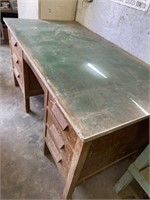 Antique Oak Desk, Top is 32"x 60"