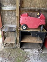 2 Stands, Child's Toy Car (One Door Missing)