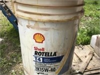 Near full pail of 15-40 diesel oil
