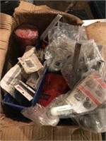 Box of asst filters & water tank parts + more