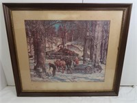 Antique Framed Country Picture Signed by Tom