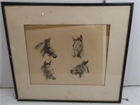 Antique Framed Horse Picture by Anderson (frame