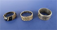 3 Sterling Silver Rings(1 missing  Onyx Stones)