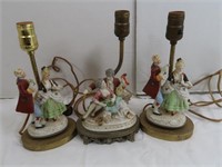 3 Vintage German Dancing Porcelain Figurines