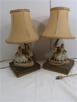 2 Vintage French Country Style China Figurine