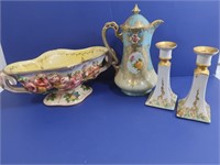 Vintage Handpainted Porcelain Pitcher Stamped