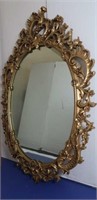 Vintage Ornate Wooden Framed Oval Mirror-2' 5" H