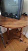 Vintage Wooden round Table on Wheels-2' 4" H,