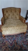 Vintage Chair w/Arms-(Gold Fabric Worn)