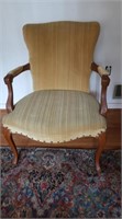 Vintage Dining Room Arm Chair -Gold Fabric