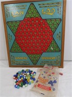 Vintage Chinese Checker/Checker Board and Marbles