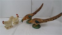 Bird Figurines-2 Lefton Chickens & 2 others