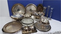Large Lot of Misc Silver Plated,Weighted Platters,