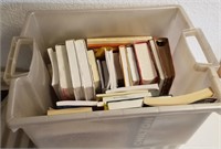 Large Plastic Tote Bin Of Misc Books