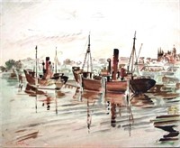 C G Taylor , 'Tugs in Harbour'