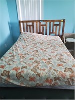 WOOD HEADBOARD / FRAME BED - INCLUDES ALL BEDDING