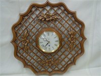 VINTAGE WEST GERMANY WALL CLOCK WOOD 6 DAY JEWELED