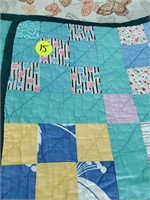 NICE SQUARE BLOCK QUILT - BLUE BACKING