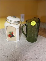 FRUIT CANISTER AND GLASS PITCHER