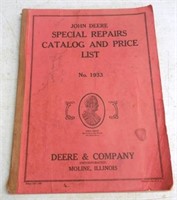 JD Special Repairs Catalog Price List No. 1933