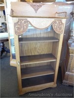 Vintage Oak 3 Shelf Bookcase w/Key