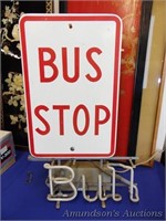 Bus Stop Bull Sign - Neon