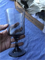 Lot of 6 Smokey Glass MCM Footed Glasses