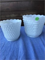 Milk Glass Knobby Pots Serving Dishes
