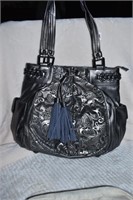 SHARIF GRAY/SILVER PURSE ZIPPER TOP TWO SECTION