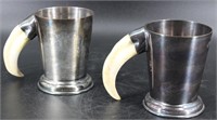 Pair of English Boar's Tusk Handled Cups