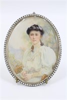 Late 19th C Victorian Watercolor Portrait
